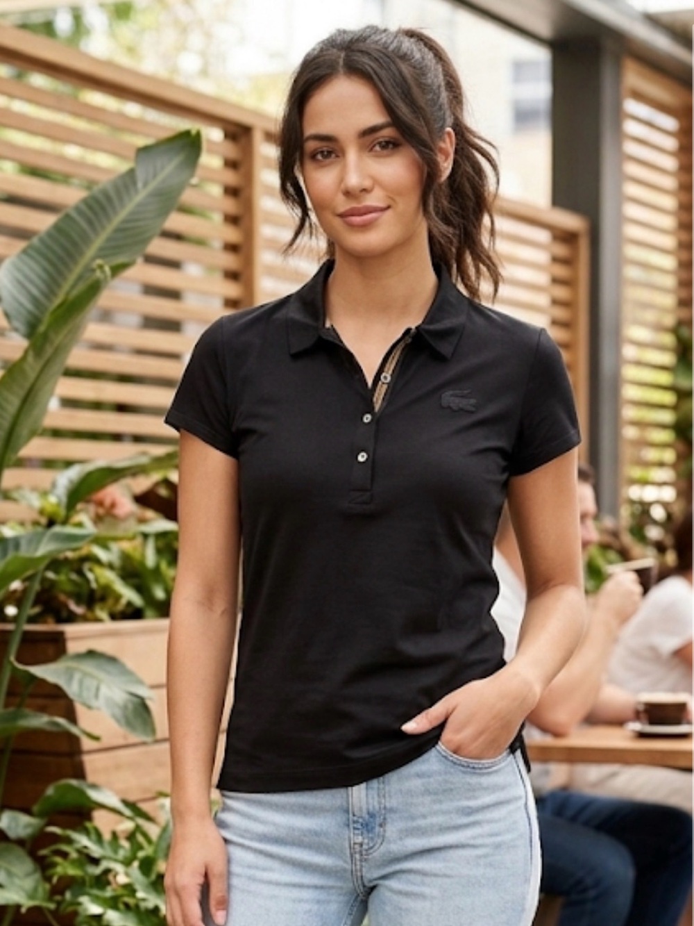 Lacoste Black Short-Sleeve Polo Shirt with Embroidered Logo PTP 19” L23”